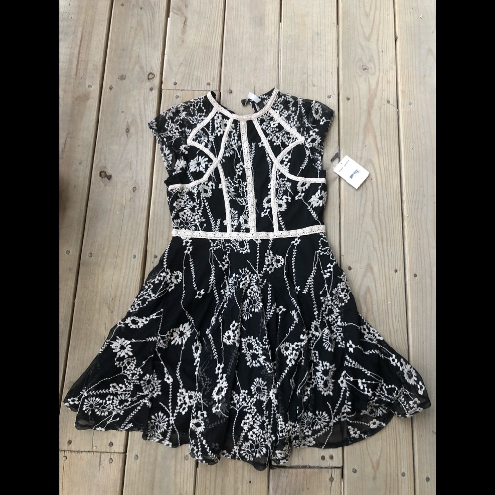 Free People black comb mini dress